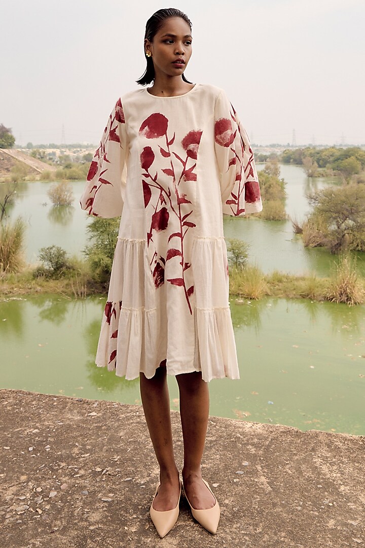 Off-White Mul Summer Dress by Khara Kapas at Pernia's Pop Up Shop