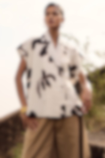 Off-White Mul Printed Top by Khara Kapas at Pernia's Pop Up Shop