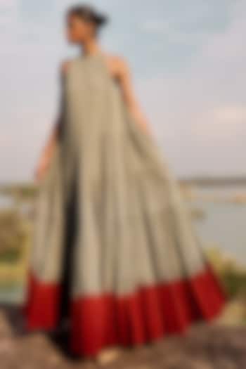 Cambridge Blue Mul Gathered Vacation Dress by Khara Kapas at Pernia's Pop Up Shop