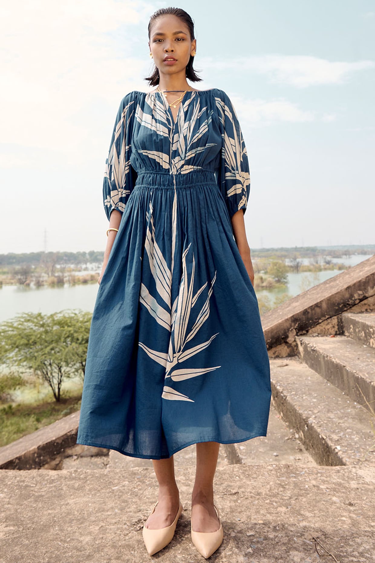 Navy blue cheap bohemian dress