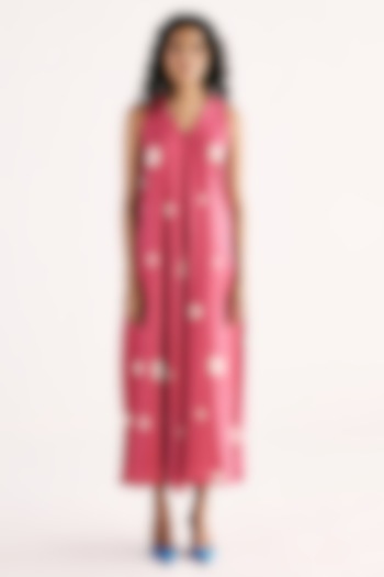 Pink Cotton Mul Printed Jumpsuit by Khara Kapas at Pernia's Pop Up Shop