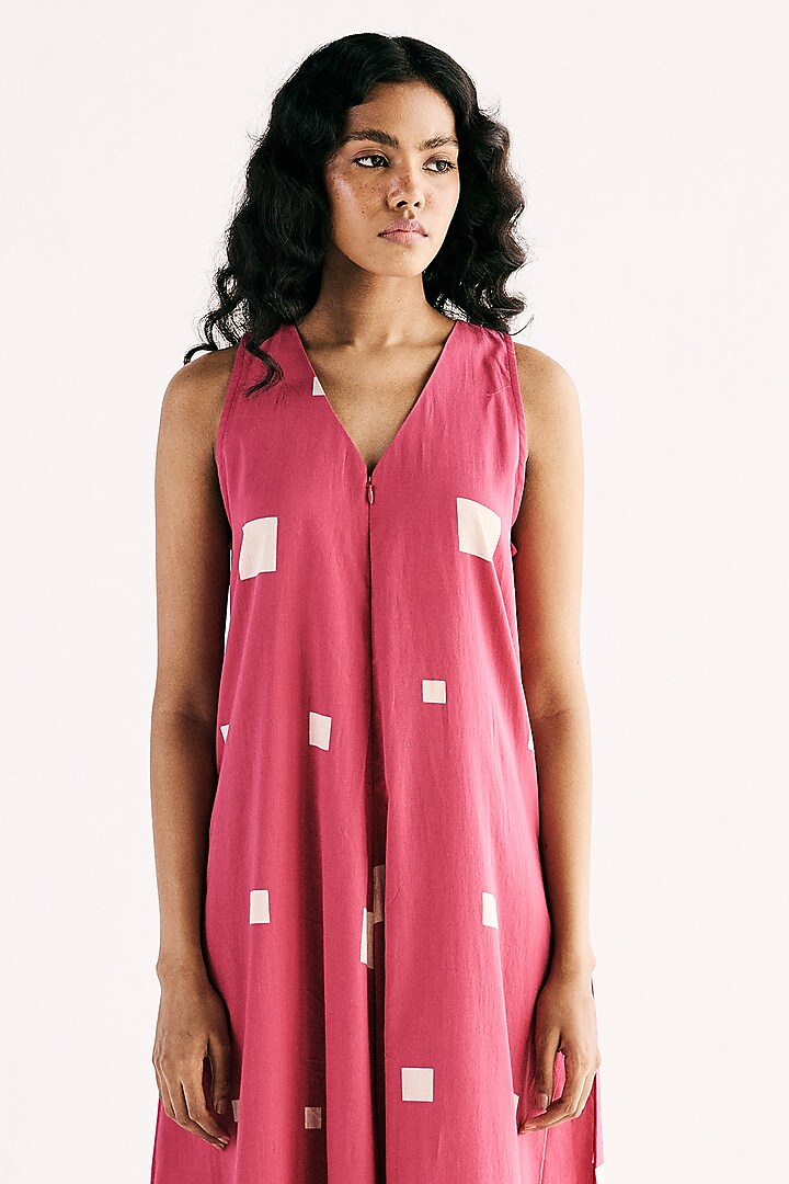Pink Cotton Mul Printed Jumpsuit by Khara Kapas at Pernia's Pop Up Shop