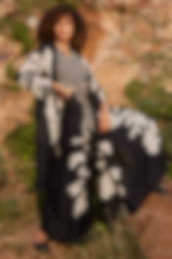 Black & White Floral Printed Overlay by Khara Kapas at Pernia's Pop Up Shop