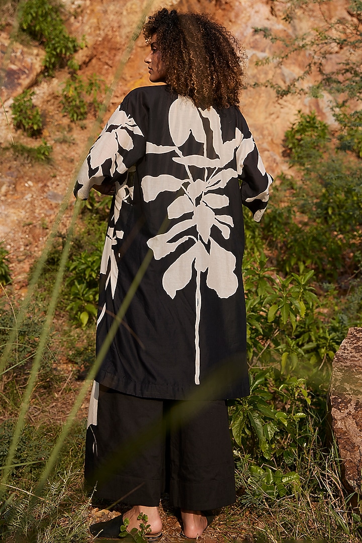 Black & White Floral Printed Overlay by Khara Kapas at Pernia's Pop Up Shop