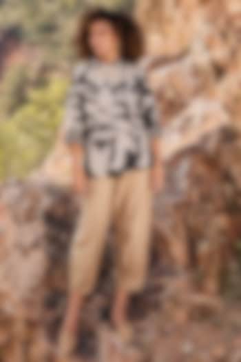 Black & Off-White Printed Jacket by Khara Kapas at Pernia's Pop Up Shop