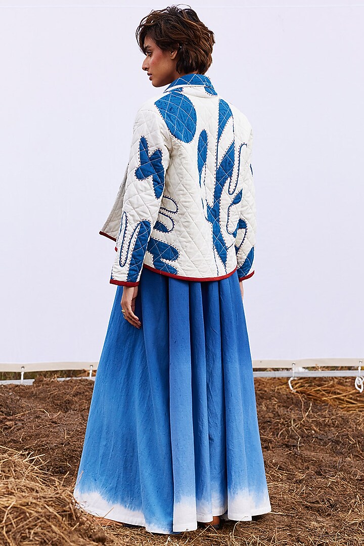 Off-White Cotton Mul Printed Jacket by Khara Kapas at Pernia's Pop Up Shop