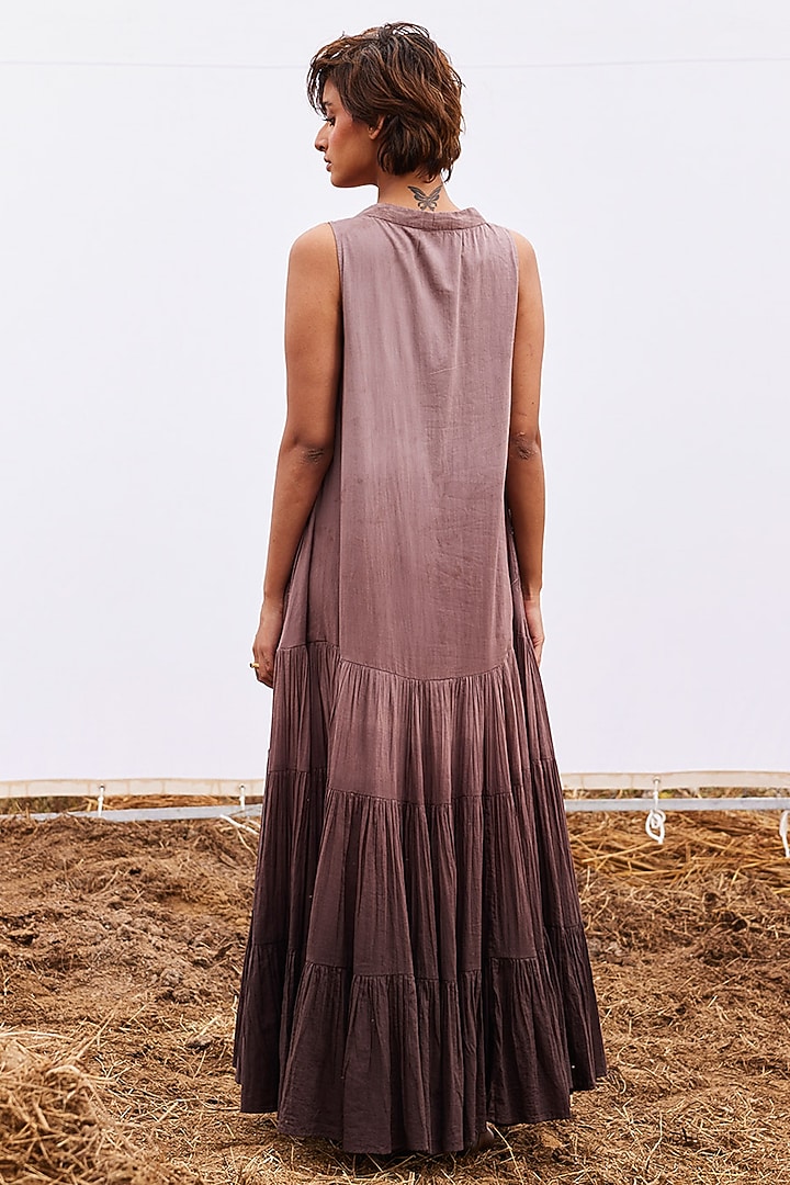 Plum Ombre Cotton Mul Tiered Maxi Summer Dress by Khara Kapas at Pernia's Pop Up Shop