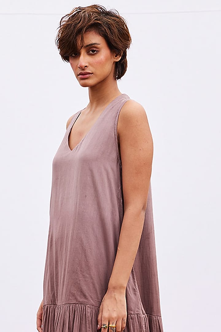 Plum Ombre Cotton Mul Tiered Maxi Summer Dress by Khara Kapas at Pernia's Pop Up Shop