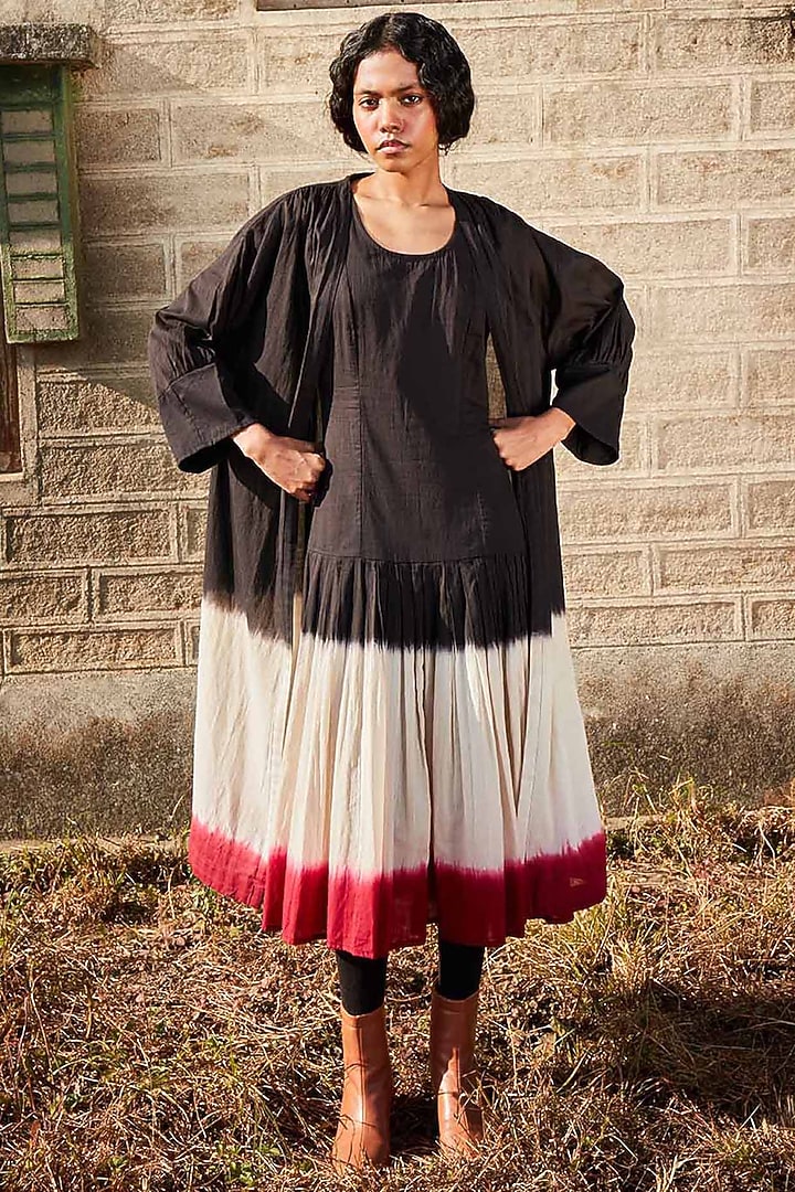 Multi-Colored Cotton Mul Dip-Dyed Jacket Summer Dress by Khara Kapas at Pernia's Pop Up Shop