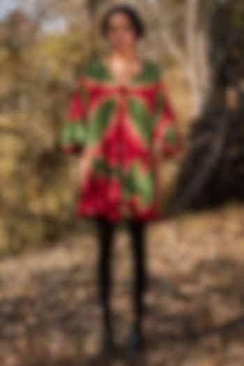 Pink & Green Cotton Mul Shibori Dyed Mini Summer Dress by Khara Kapas at Pernia's Pop Up Shop