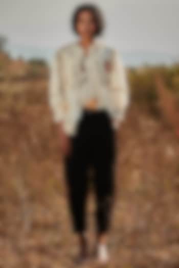 Jet Black Corduroy Pants by Khara Kapas at Pernia's Pop Up Shop