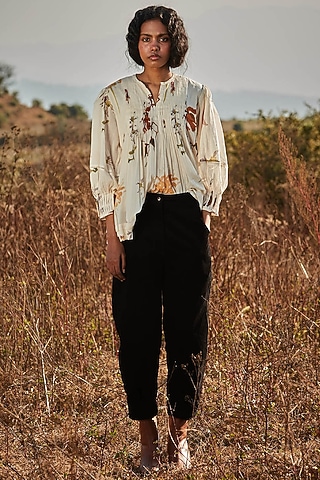 Jet Black Corduroy Pants by Khara Kapas