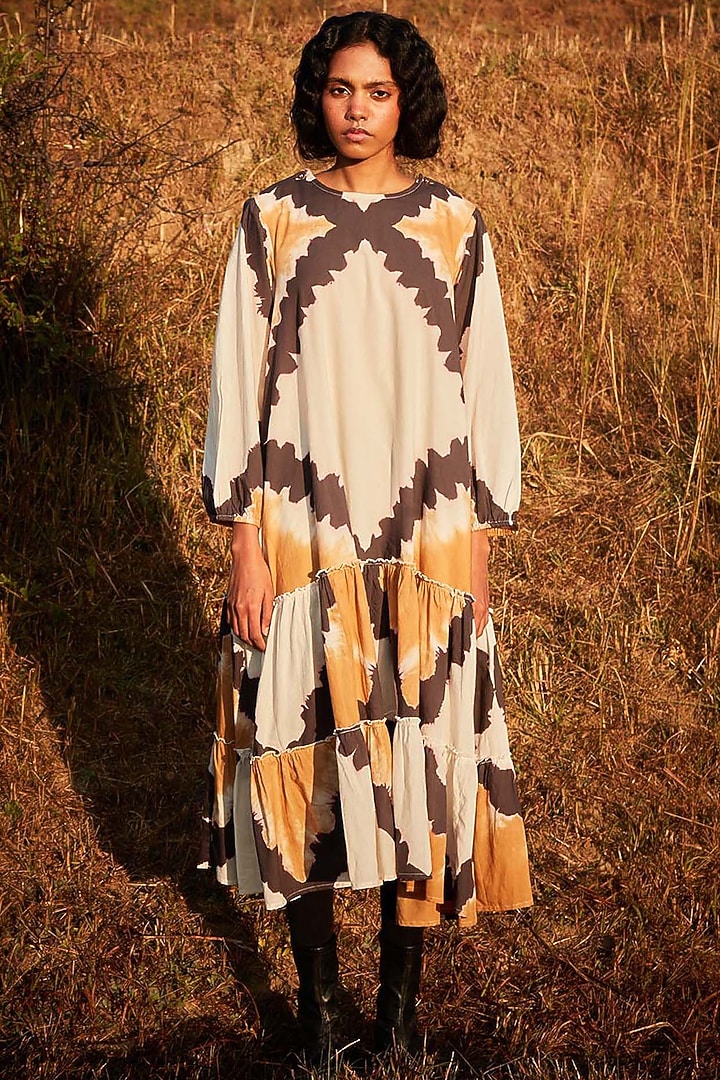 Multi-Colored Cotton Mul Shibori Summer Dress by Khara Kapas at Pernia's Pop Up Shop