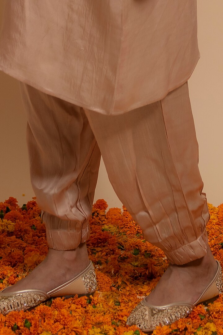 Rose Beige Bemberg Satin Kurta Set by KALAKARI BY AKANKSHA at Pernia's Pop Up Shop