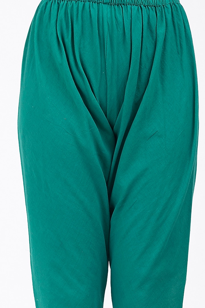 Teal Green Cotton Dhoti Set by KALAKARI BY AKANKSHA at Pernia's Pop Up Shop