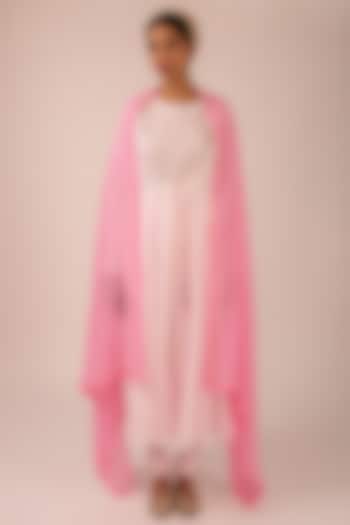 Pink Pure Cotton Machine Embroidered Party Wear Anarkali Set by KALAKARI BY AKANKSHA at Pernia's Pop Up Shop