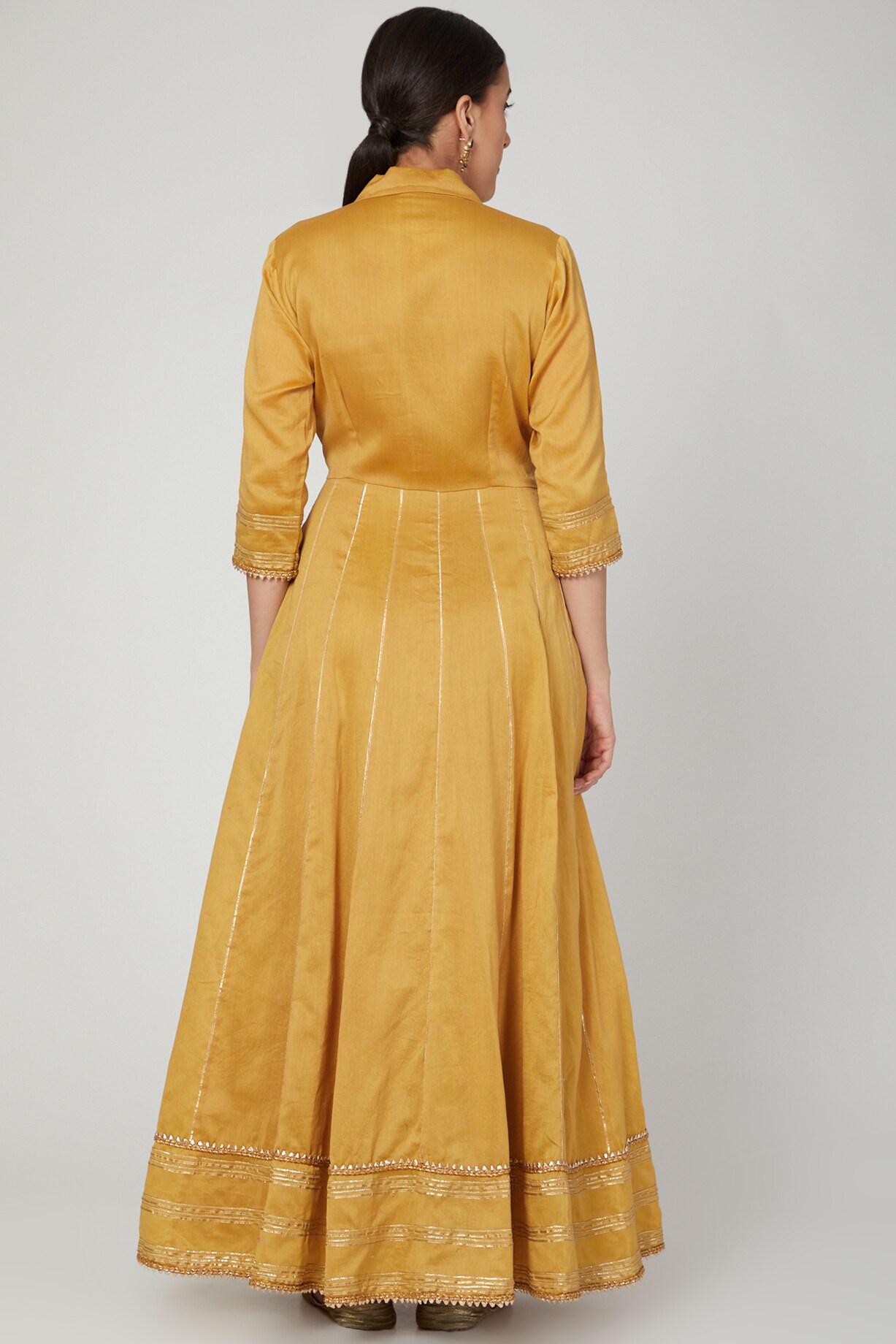 Beige Threadwork Anarkali With Dupatta main image 1