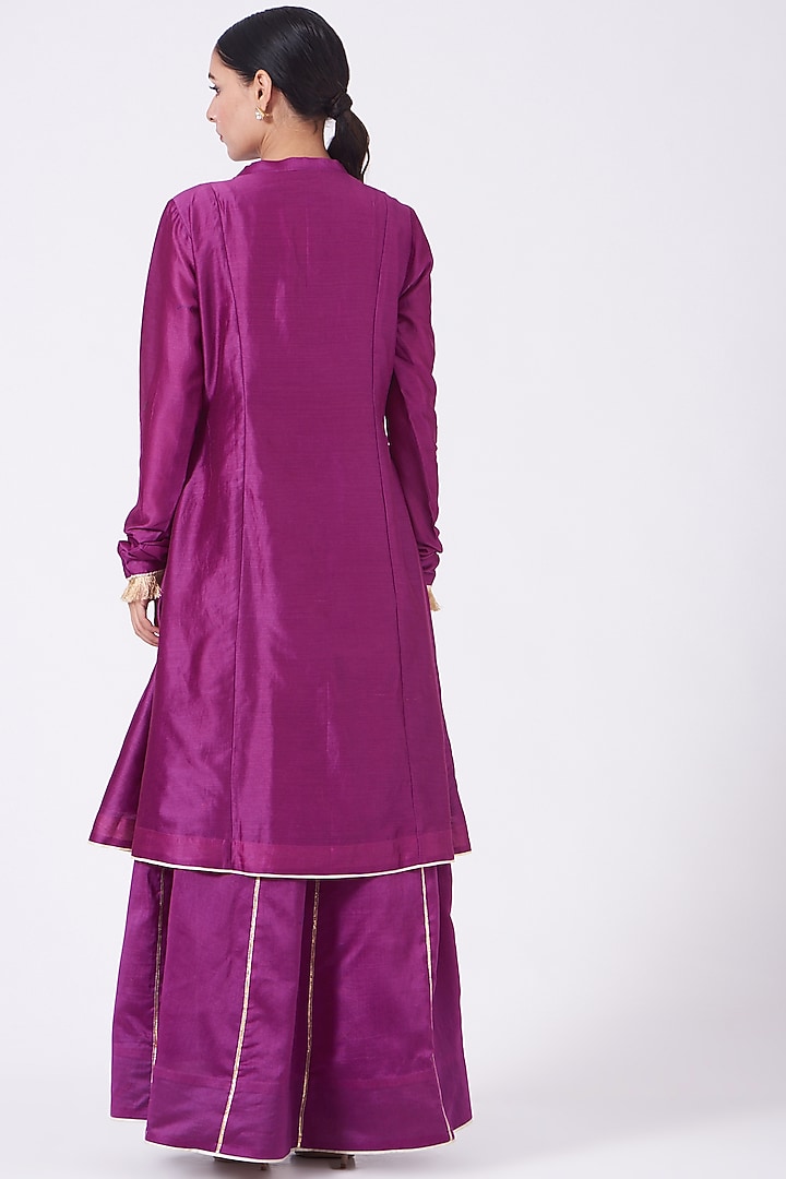 Mulberry Purple Embroidered A-Line Kurta Set by KALAKARI BY AKANKSHA at Pernia's Pop Up Shop