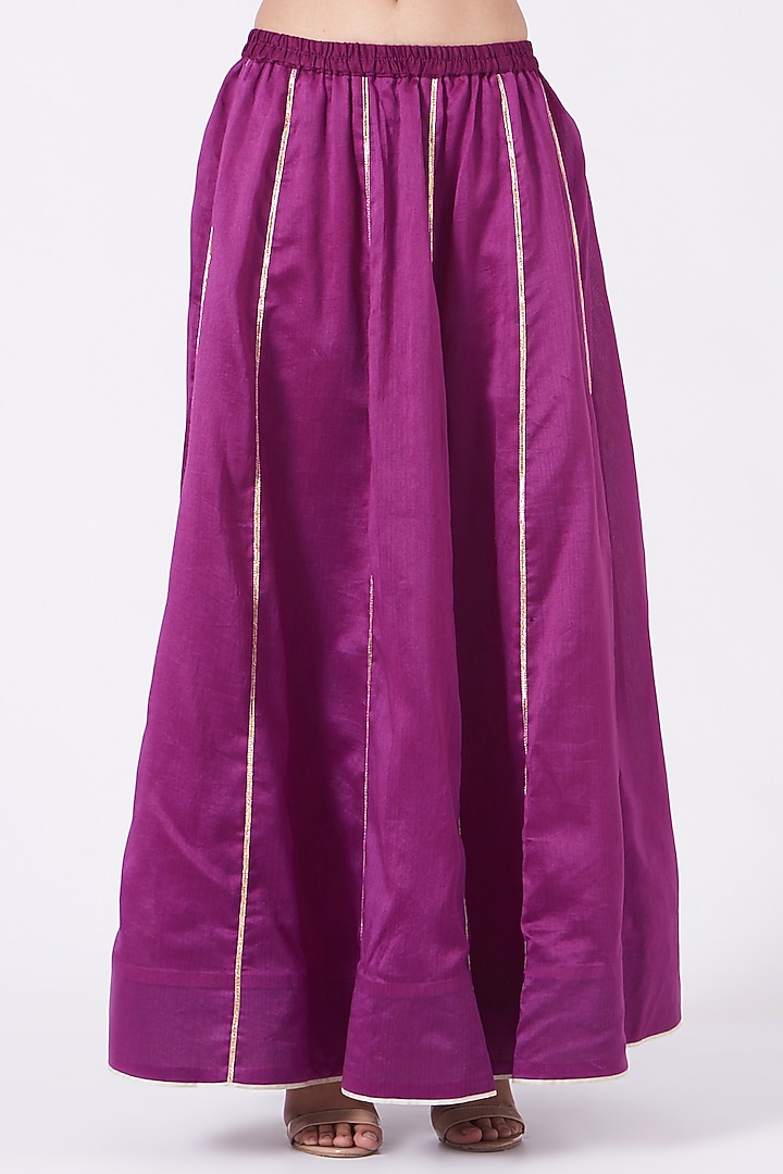 Mulberry Purple Embroidered A-Line Kurta Set by KALAKARI BY AKANKSHA at Pernia's Pop Up Shop