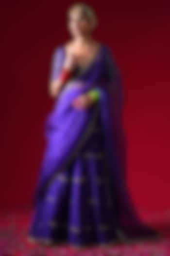 Purple Silk Chanderi Hand & Machine Embroidered Wedding Lehenga Set by KALAKARI BY AKANKSHA at Pernia's Pop Up Shop