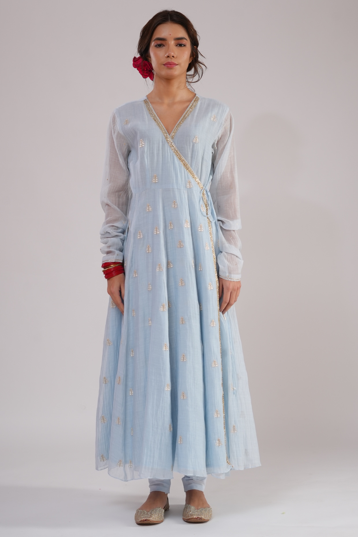 KALAKARI BY AKANKSHA Blue Pure Cotton Anarkali Set