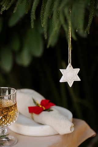 White Marble Hanging Star Ornament by Kaksh studio