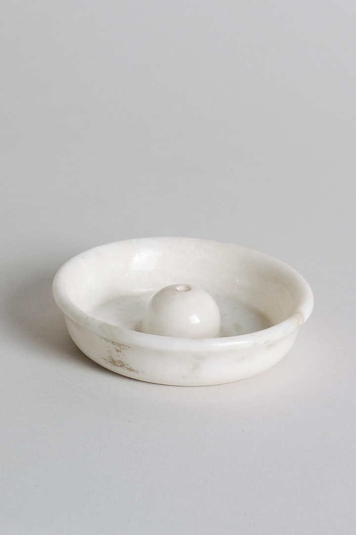 White Marble Handcrafted Incense Stick Holder by Kaksh studio at Pernia's Pop Up Shop