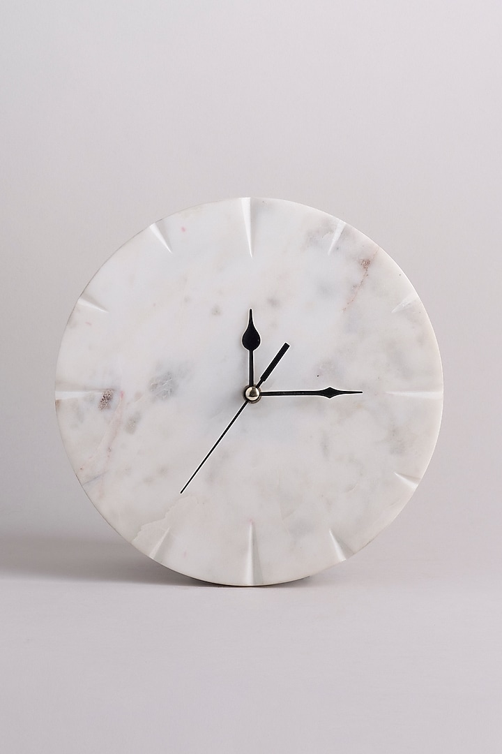 White Marble Handcrafted Wall Clock by Kaksh studio