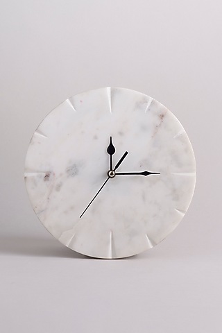 White Marble Handcrafted Wall Clock by Kaksh studio