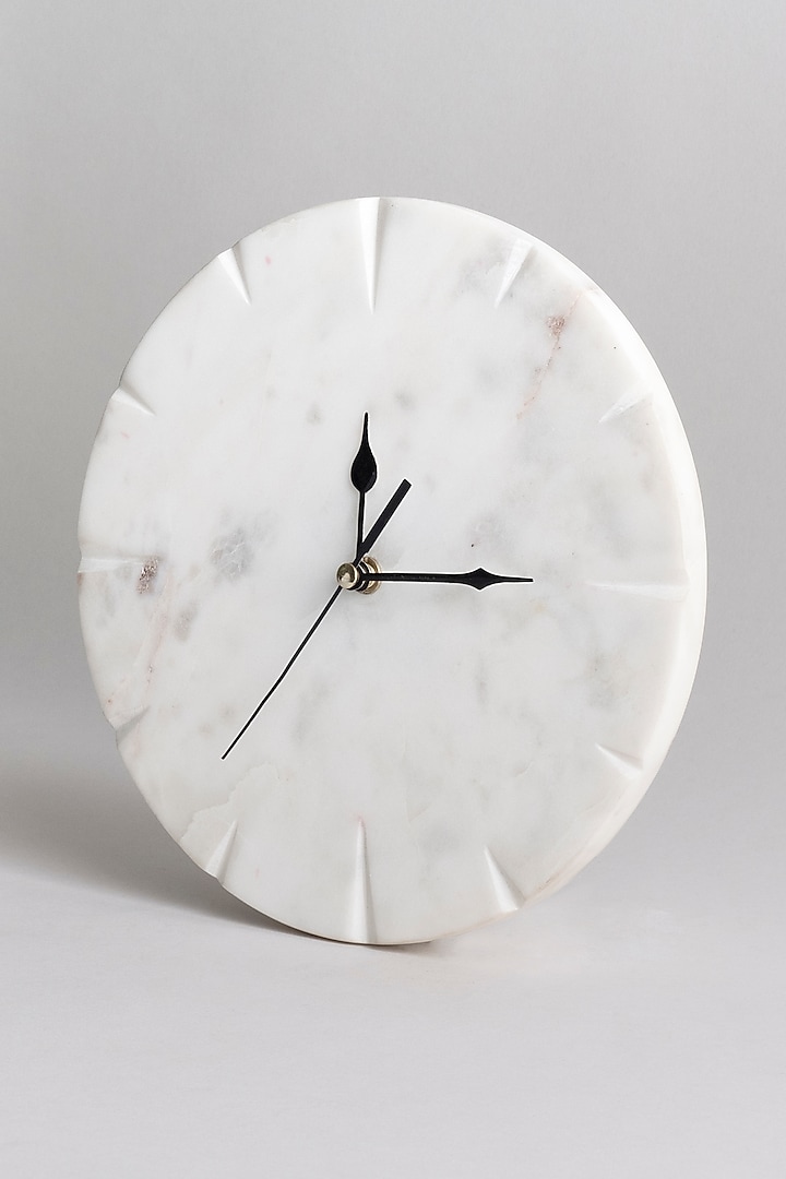White Marble Handcrafted Wall Clock by Kaksh studio at Pernia's Pop Up Shop