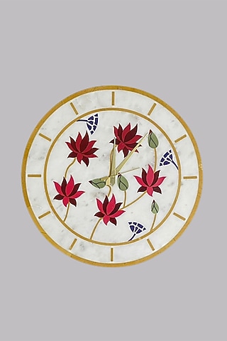White Marble Wall Clock by Kaksh studio