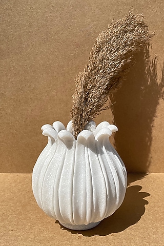 White Vase In Marble by Kaksh studio