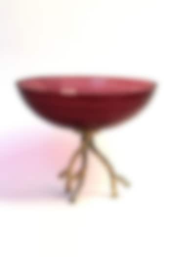 Dark Pink Glass Fruit Bowl by Kaksh studio