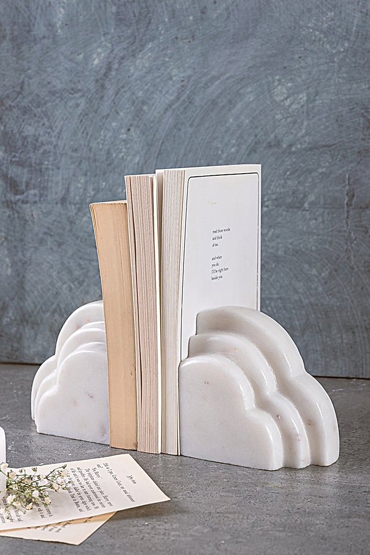 White Marble Bookends (Set of 2) by Kaksh studio