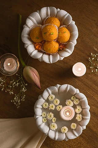 White Marble Urli by Kaksh studio