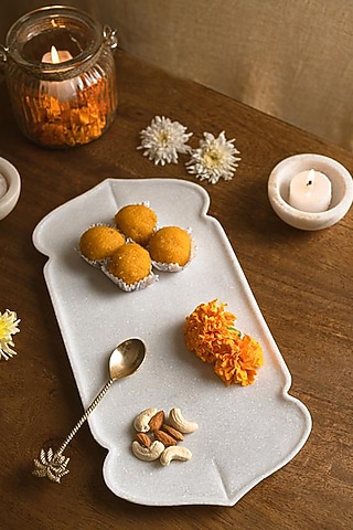 White Marble Tray by Kaksh studio