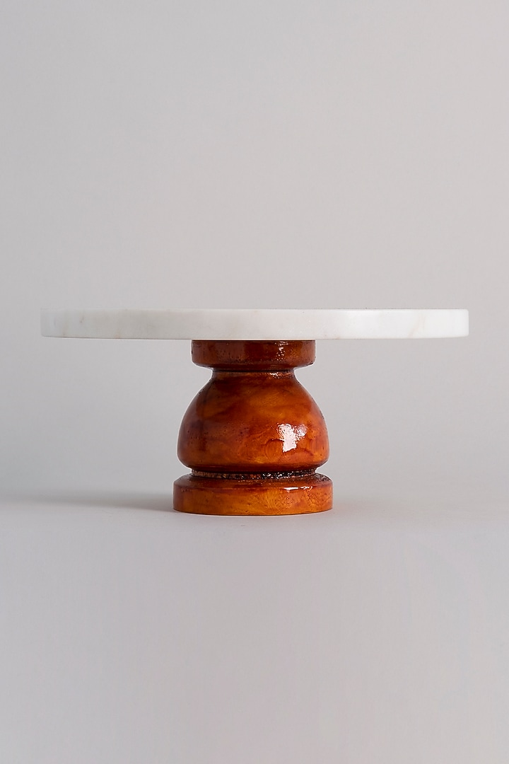 White Marble Inlay Printed Cake Stand by Kaksh studio at Pernia's Pop Up Shop