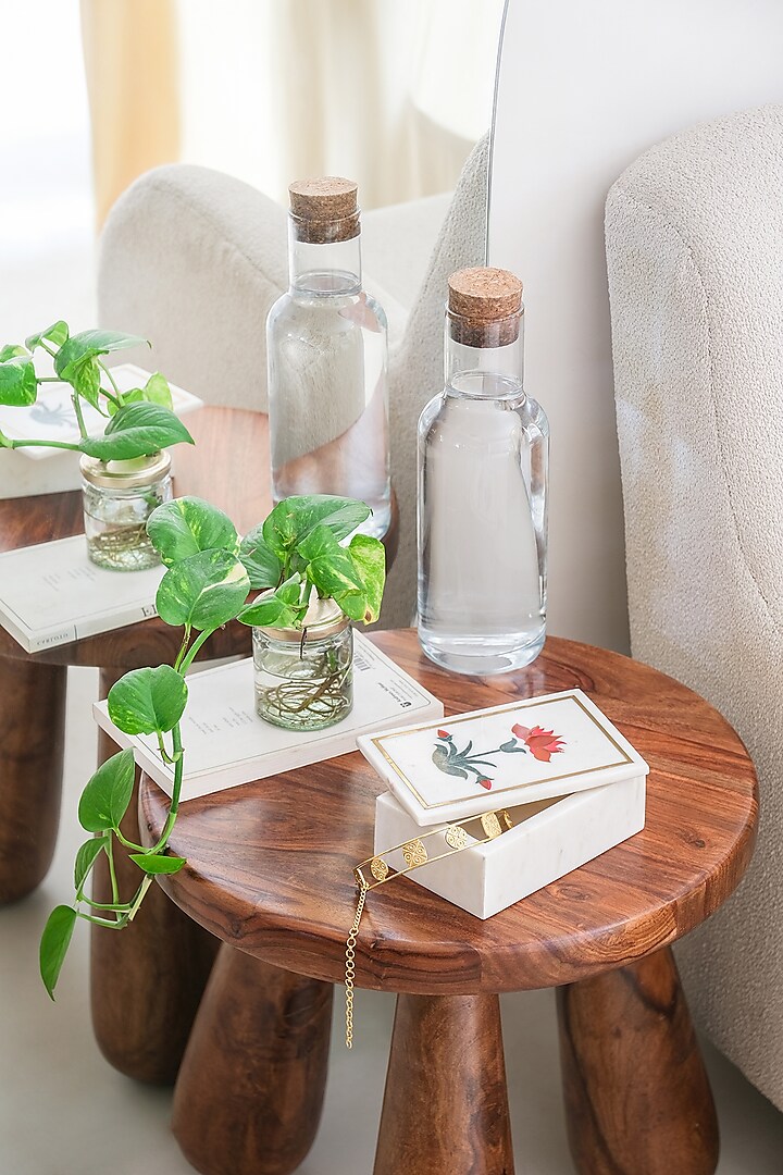 White Marble Inlay Printed Gift Box by Kaksh studio at Pernia's Pop Up Shop