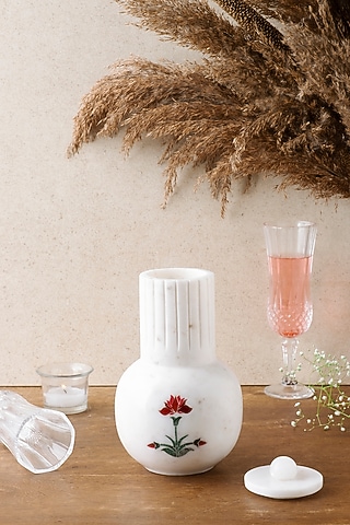 White Marble Inlay Printed Tumbler by Kaksh studio