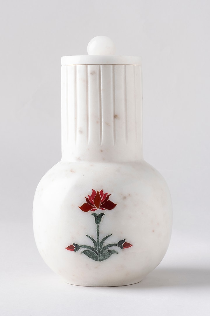 White Marble Inlay Printed Tumbler by Kaksh studio at Pernia's Pop Up Shop