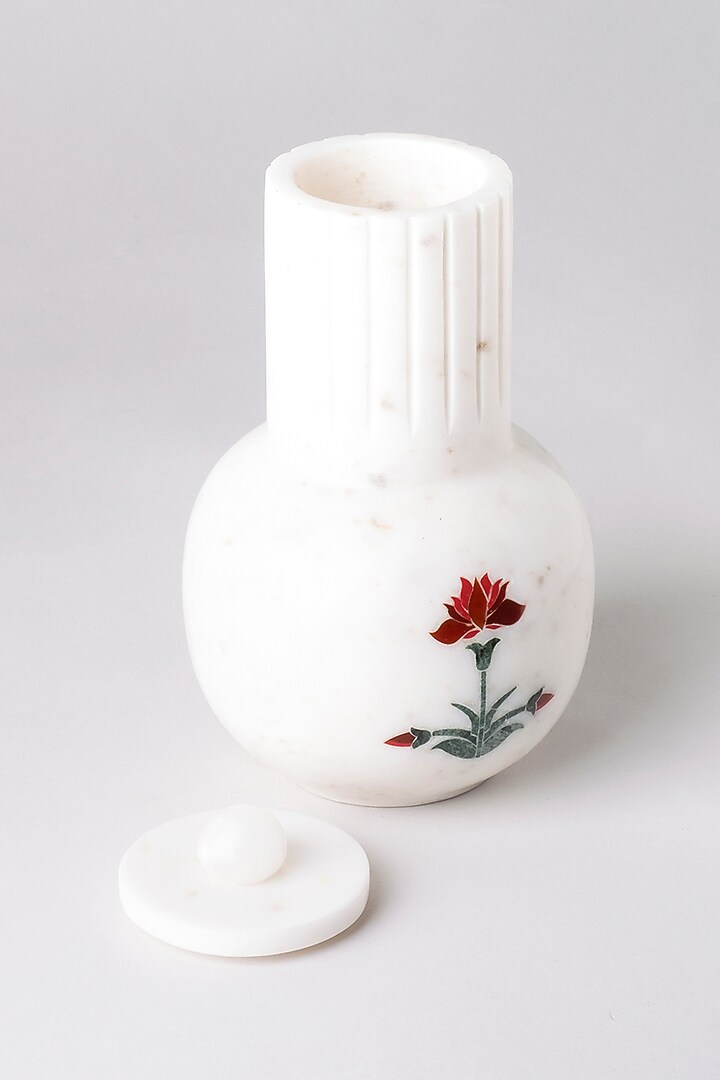 White Marble Inlay Printed Tumbler by Kaksh studio at Pernia's Pop Up Shop