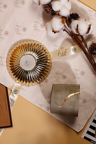 Gold Candle Holder & Concrete Planter by Kaksh studio