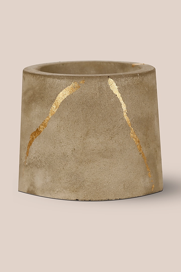 Gold Candle Holder & Concrete Planter by Kaksh studio at Pernia's Pop Up Shop