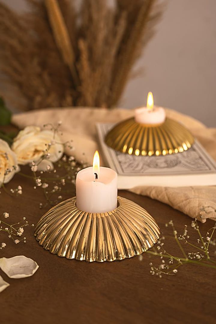Gold Candle Holder & Concrete Planter by Kaksh studio at Pernia's Pop Up Shop