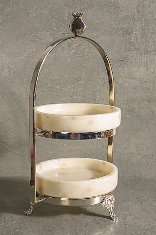 Silver Aluminium Cake Stand by Kaksh studio