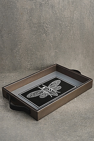 Black Glass Tray by Kaksh studio