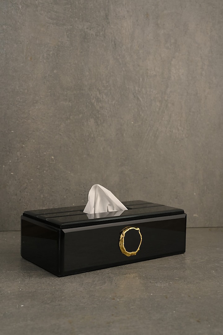 Black Glass Tissue Box by Kaksh studio