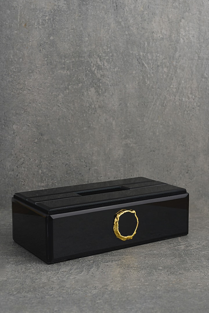 Black Glass Tissue Box by Kaksh studio at Pernia's Pop Up Shop