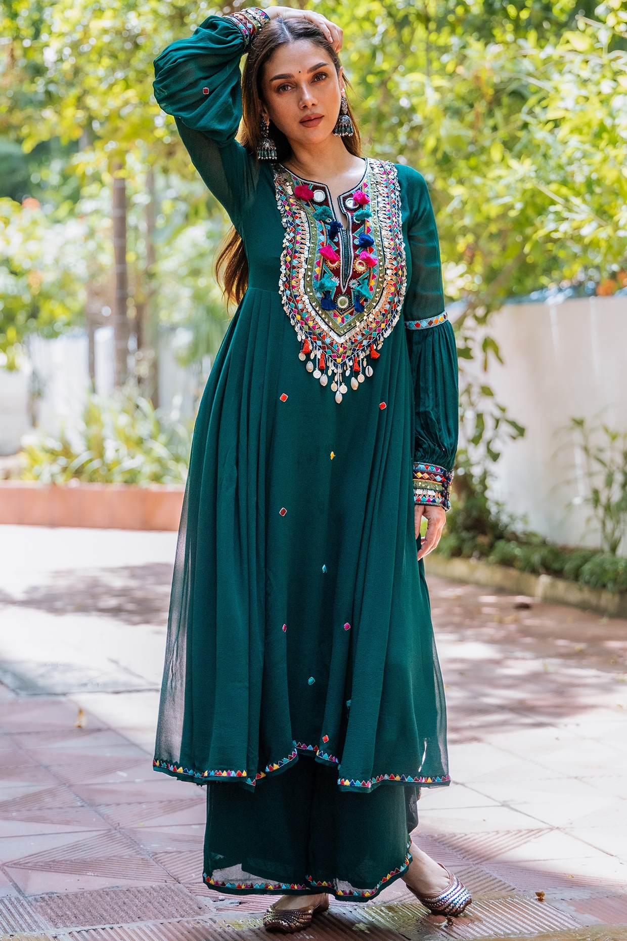 Karishma Khanduja Bareilley Green Georgette Embroidered Pleated Anarkali Set