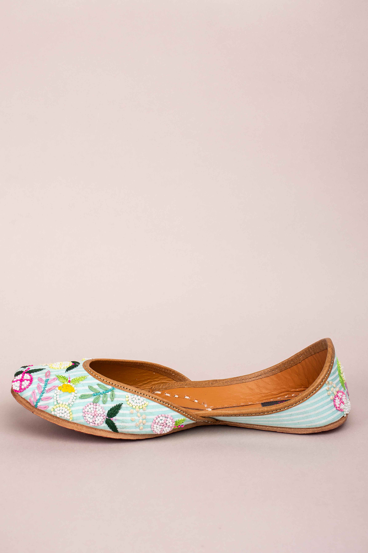 Blue Handcrafted Juttis by Kasually Klassy at Pernia's Pop Up Shop